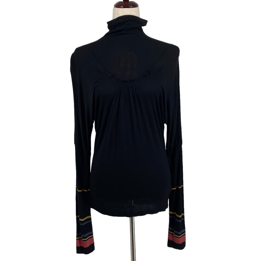 Vintage 00s Y2K Cop Copine Squill Long‎ Sleeve T Shirt Viscose Black Turtleneck